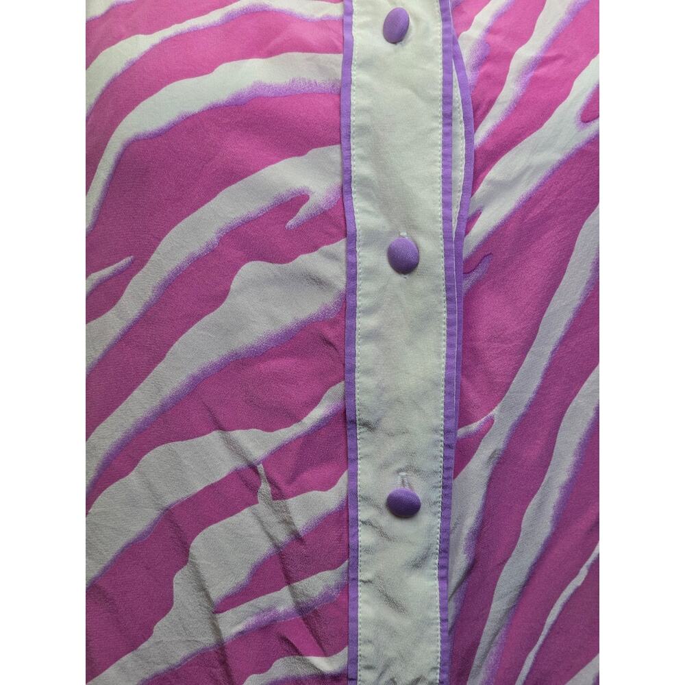 Bob Mackie Wearable Art 100% Silk Pink Zebra Tunic Blouse Size L Vintage - Picture 3 of 5